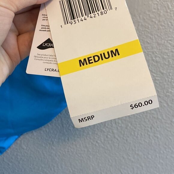 NWT- Coco Reef- blue snakeskin high waisted reversible bikini bottom- Size Med - Picture 8 of 13